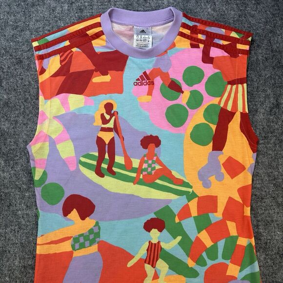 Adidas x Farm Rio Dress Women Extra Small Shirtdress Sporty - Picture 2 of 16